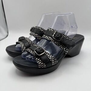 DANSKO Women's Black pearl Sandal Slip-on Slide 39 (8-8.5) rare pattern* exc